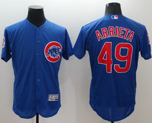 Cubs #49 Jake Arrieta Blue Flexbase Authentic Collection Stitched MLB Jersey - Click Image to Close